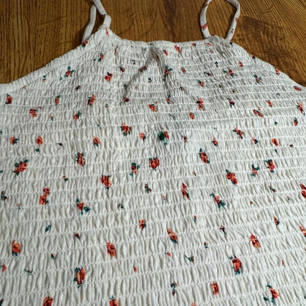 Target Art Class Girls Halter Tank Top Off White Floral Youth Stretch Size XL 14